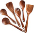 Mango Wooden Utensils Set of 6, Soft Comfort-Grip Non-Stick Cooking Spoons