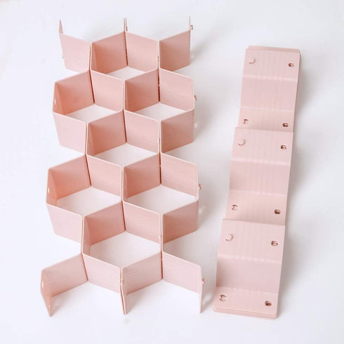 Poeland Adjustable Drawer Divider Organizer, DIY Grid Honeycomb Divider for Underwear, Belt, Scarf, Socks (Pink)