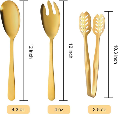 Heavy Duty Stainless Steel Salad Spoon and Fork Serving Set, Large Metal Serving Utensils for Home Kitchen Party