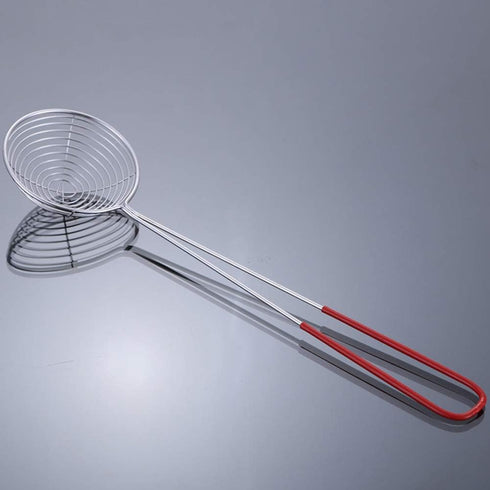 Draining Scoop, Skimmer Slotted Spoon, Mini Mesh Skimmer Spoon with Handle for Kitchen Frying Food Pasta (Size: L)