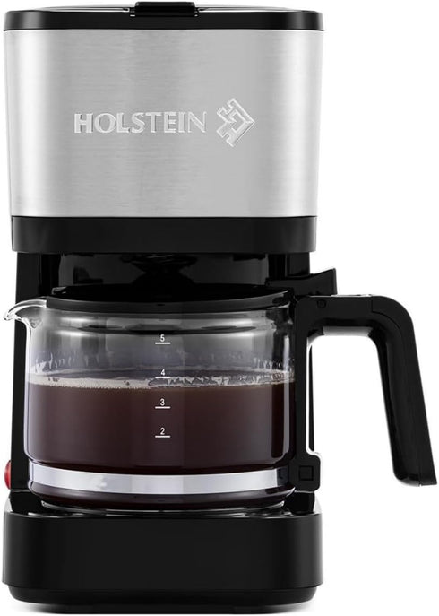 Holstein Housewares Simply Brew 5 Cup Stainless Steel Drip Coffee Maker with Reusable Filter, Black