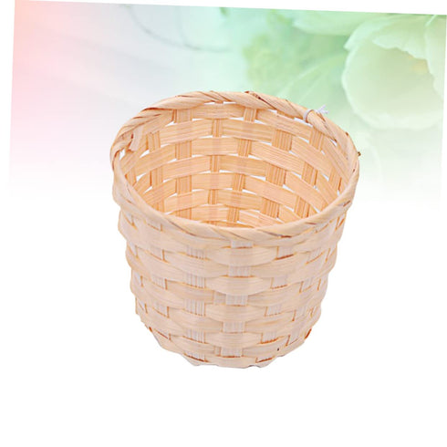 SAFIGLE Bamboo Desk Paper Wastebasket Straw Basket Weaving Organizer, Small Finishing Basket