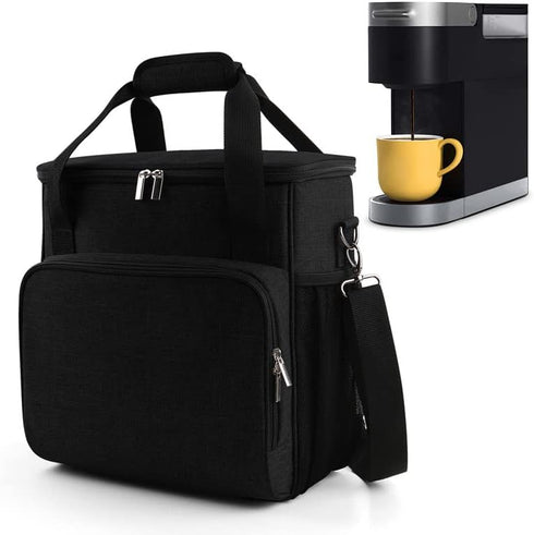 BAGLHER Coffee Maker Storage Bag, Waterproof Travel Organizer Case for Kering Coffee Machines, Black