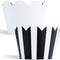 Black and White Striped Cupcake Wrappers - 50 Count, Reversible Scalloped Design for Parties and Events