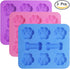 3 Pcs Silicone Molds, Puppy Dog Paw & Bone Shaped 2 in 1, 8-Cavity Baking Pans, Reusable Ice Candy Trays (Pink, Blue,