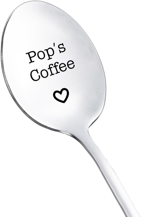 Fun Pop's Coffee Spoon Gifts from Grandkids, Engraved Coffee Lover Gifts for Grandpa Papa