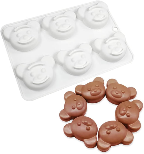 6 Cavity Bear Silicone Chocolate Mold for DIY Cake, Ice Cubes, Pastry, Biscuit, Manual Baking Accessories