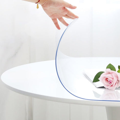 WanDeela 1.5mm 42 Inch Thick Dia Crystal Clear Round Table Top Protector Plastic Cover Circle Tablecloth for Coffee
