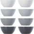 US Acrylic Unbreakable 28 oz. Plastic Stackable Cereal Bowls, Set of 8 in Grey Colors, BPA-Free