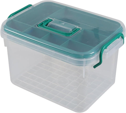 Yesdate 1 Pack Plastic Medicine Storage Kit with Tray, First Aid Storage Box with Handles, Clear Household First Aid