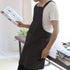 NEWGEM Japanese Linen Cross Back Kitchen Cooking Aprons for Men with Pockets, Black
