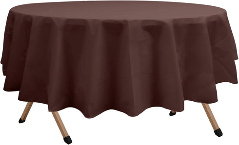 dinexlence 2 Pack 84 Inches Brown Premium Plastic Tablecloth Round Reusable Coffee Brown Decorative Table Cover