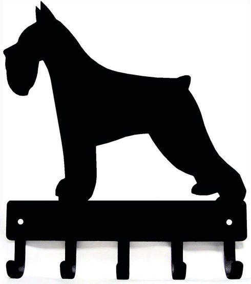 Miniature Schnauzer Key Holder for Wall, Small 6 inch Wide with 5 Hooks, Made in USA