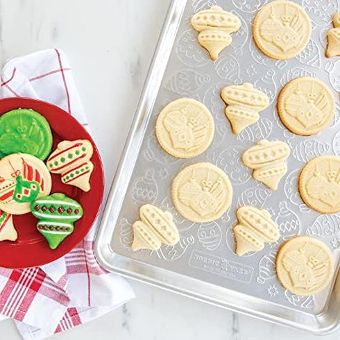 Nordic Ware 01236 Yuletide Cast Cookie Stamps, 3-inch Rounds, Silver