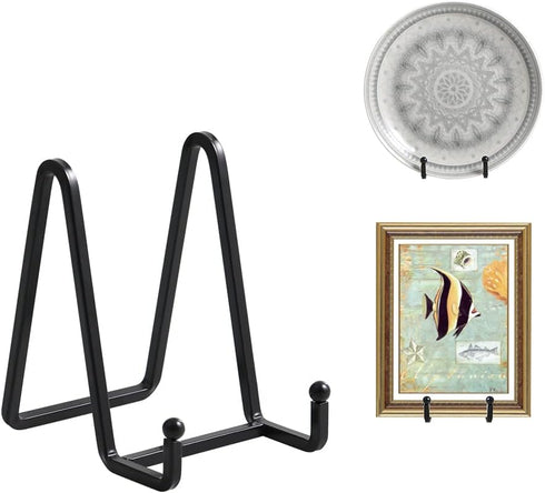 Plate Holder Easel Display Stand - 4.5 inch Metal Plate Stands for Display, Black Iron Easels for Pictures, Photo