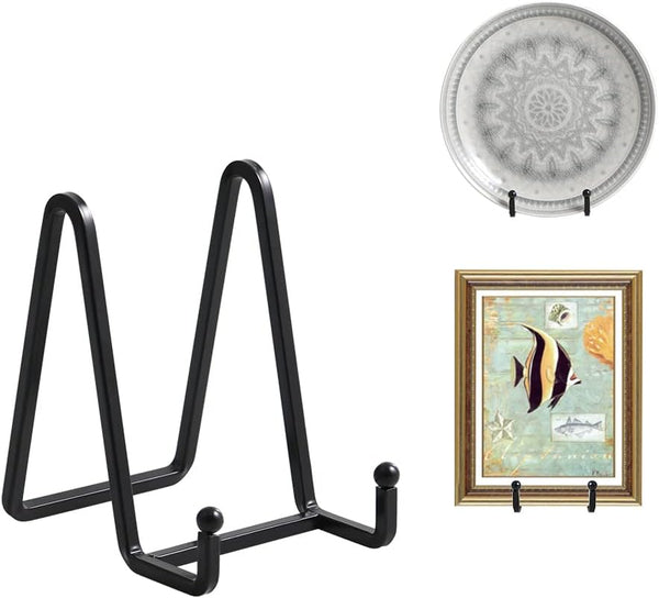 Plate Holder Easel Display Stand - 4.5 inch Metal Plate Stands for Display, Black Iron Easels for Pictures, Photo