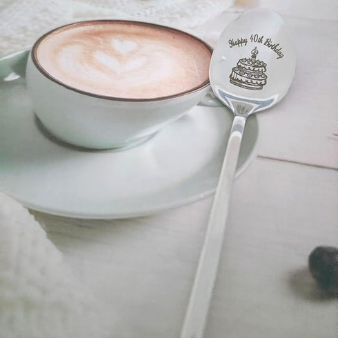Happy 40th Birthday Spoon Gifts for Women Men, 40 Years Old Birthday Gift for Aunt Brother