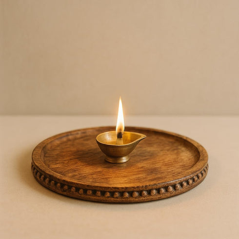 CRAFTYKART Set 11 inches, 11 inches Round Wood Serving Trays Rustic Nesting Trays Stackable Platters for Serving Cakes