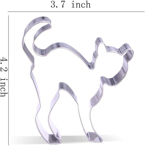 4.2 inch Scared Cat Cookie Cutter - Stainless Steel for Baking Fun and Creative Cookies