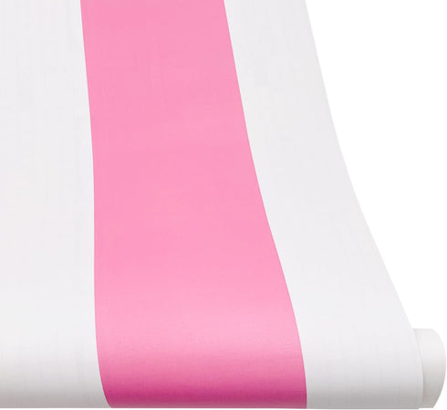 LovingWay 14.7 feet Wallpaper Roll - Two-Tone Drawer Liner, Self-Adhesive Corner Shelving Paper - Pink White Stripes