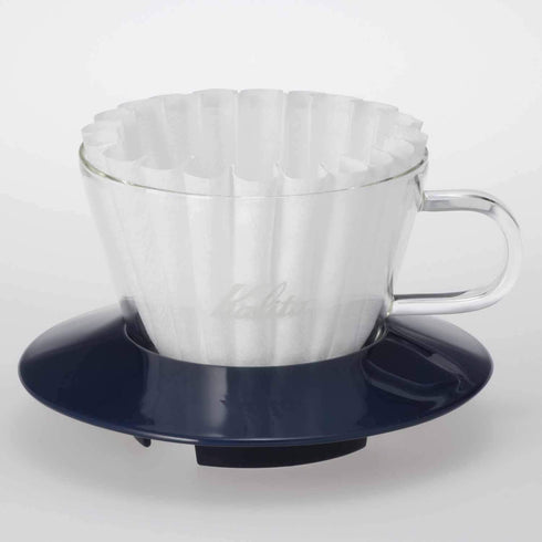 Carita WDG-155#05065 Wave Series Glass Coffee Dripper, Smoky Blue, for 1-2 People