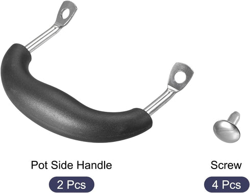MECCANIXITY Pot Side Handle Replacement for Stainless Steel Pan, Black Silver Tone, Pack of 2