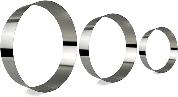 3 Tier Round Multilayer Anniversary Birthday Cake Baking Pans, Stainless Steel 3 Big Sizes Rings Set of 3