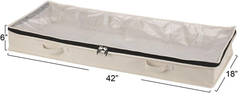 Household Essentials Cotton Canvas Under Bed Storage Bag for Clothing and Linen, Natural