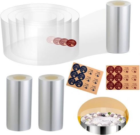 3 Pack Cake Collars 3.1 x 394inch Acetate Rolls Clear Cake Strips for Baking, Surrounding Edge Decorating