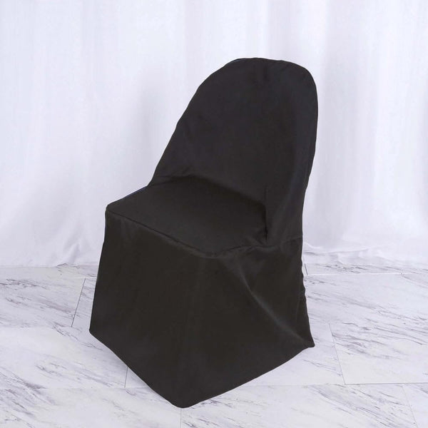 1 Set Efavormart Black Linen Polyester Folding Chair Covers for Dining Chairs Party Wedding Banquet Outdoor Event