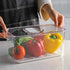 SANNO Vegetable Fruit Containers, Fridge Organizer Bins with Vented Lids and Drain Tray for Kitchen, Pantry, Freezer
