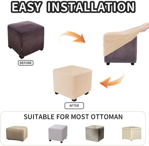 S/Length&Width:13-18"/Height:15-18",Camel) Ottoman Covers Slipcover Square Ottoman Covers Protector for Footrest Foot