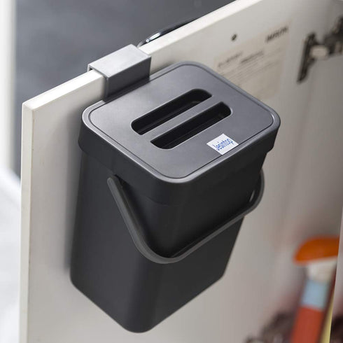 Compost Bin for Kitchen Countertop Under Sink,Bathroom Hanging Small Trash Can with Lid,Mountable Food Waste Bucket,1.3 Gal/5 L Series,Black by Jesintop