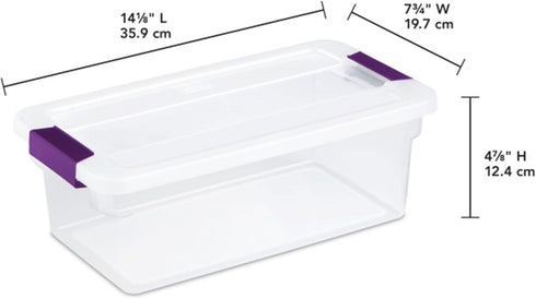 Sterilite 6 Qt ClearView Latch Box, Stackable Storage Bin with Latching Lid, 12-Pack