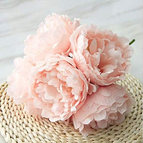 Tinsow Artificial Peony, 5 Pcs Faux Peonies with Stems for Home and Wedding Decoration
