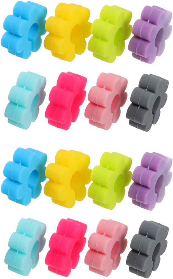UPKOCH Flower Glass Markers, 16pcs Floral Wine Charms for Drink Markers, Silicone Flower Party Drink Charms