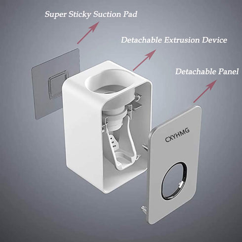 Toothpaste Dispenser - 2 PCS Automatic Squeezer for Kids & Family, Wall Mount Bathroom Accessories, Grey