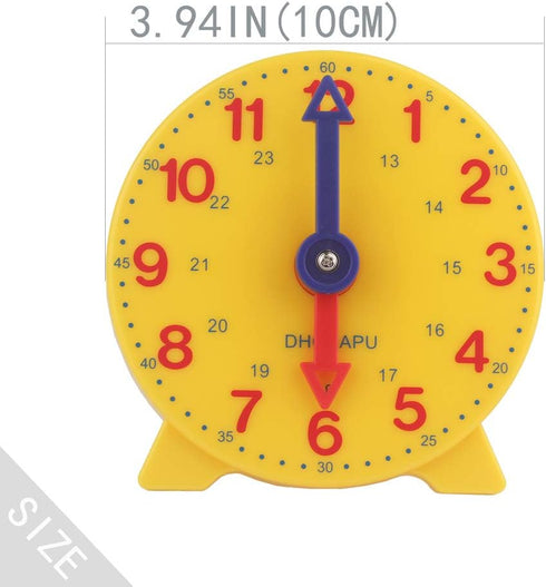 Student Learning Clock - Time Teacher Gear Clock 4 Inch 12/24 Hour