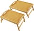 WKWKER Bamboo Bed Tray Table with Folding Legs Set of 2 Foldable Breakfast