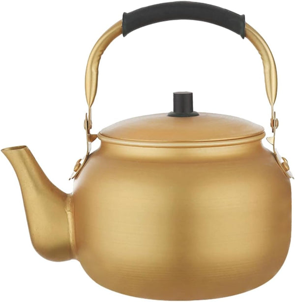 Vintage Aluminum Kettle, Large Induction Teakettle with Handle Design for Water Heating, Metal Tea Kettle