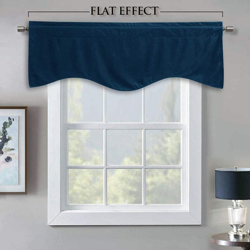 StangH Navy Blue Valances Curtains - Luxury Velvet Tier Curtains for Bedroom, Office Window Dressing
