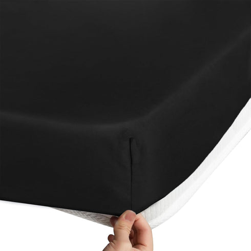 Cot Sheets 30" x 80", Fitted Mattress Sheet for Narrow Twin, Camping Cot, Super Soft Microfiber, Black