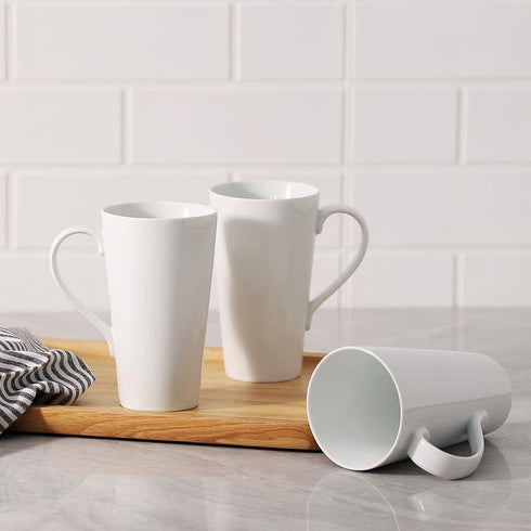 Large Coffee Mugs Set, 16 OZ Tall Coffee Cups with Handle, White Coffee Mugs Set of 4 for Coffee, Tea, Cocoa