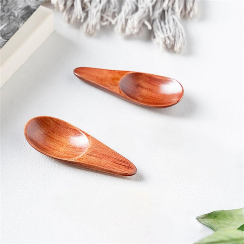 3 Pieces Mini Wooden Spoons, Small Salt Spoon with Short Handle, 2.76 inch Brown Wood Scoop for Spice Jars.