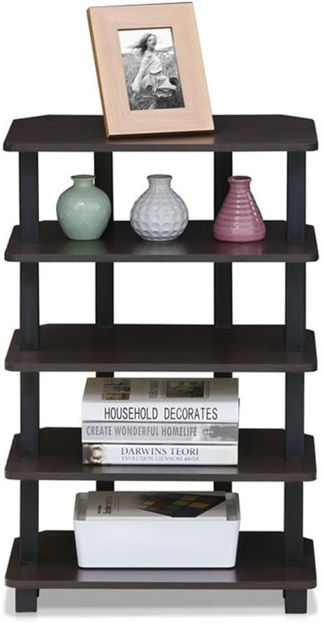 5-Tier Furinno Turn-N-Tube Storage Shelves, Book Shelf, Corner Shelf, Toolless Open Shelves, for Organization