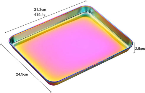 Meisha Baking Tray, Stainless Steel Baking Cookie Sheet, Rimmed Pan Baking, Non Toxic & Healthy, Mirror Finish & Rust Free, Easy Clean & Dishwasher Safe - Rainbow