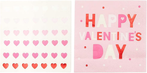 Sparkle and Bash 100-Pack Valentine’s Day Napkins - 5 x 5-Inch Folded Pink Paper - 3-Ply Soft Absorbent