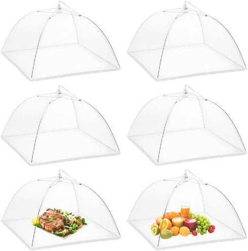 Onarway 6 Pack Food Covers - 17 Inch Pop-Up Encrypted Mesh Plate Serving Tents, Fine Net Screen Umbrella for Outdoors,