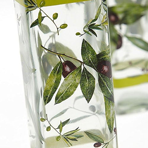 CEDAR HOME Olive Oil Bottle Set - Glass Dispenser Vinegar Cruet 17oz with Stainless Steel Pourer Spout, Green