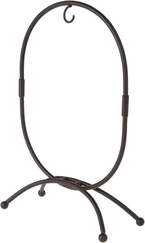 Bard's Black Wrought Iron Ornament Stand, Oval Shaped, 11" H x 7.25" W x 7.25" D
